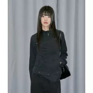 매장정품 오드스튜디오 ODDSTUDIO 시그니처 셔링 코튼 바이커 자켓 - BLACK OO5FFJK101BK 221264