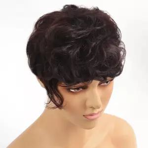 웨이브 탑커버 정수리가발 다크브라운헤어피스 인모가 볼륨가 언니네가 부분가 숏가 여자가
