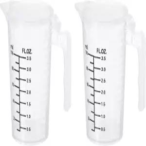 패티킬 졸업 비커 100ml PP 플라스틱 액체 계량컵 2팩 손잡이 뚜껑과 스파우트가 있는 양면 블랙