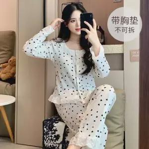 바지 면 패드 잠옷세트 코트 봄가을 긴팔 바람 파자마 MN 커플 인기3