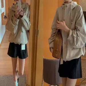 여성 간절기 가을 후드점퍼잠바 스트링 숏점퍼 야상 바람막이 허리끈 자켓 간점퍼 간잠바