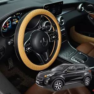 올뉴스포티지 가죽 퀼팅 엠보싱 핸들커버 시즌2카바 운전대 논슬립 투톤 원형 자동차 차량용 덮개