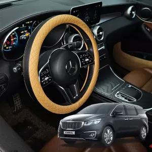 올뉴카니발 가죽 퀼팅 엠보싱 핸들커버 시즌2카바 운전대 논슬립 투톤 원형 자동차 차량용 덮개