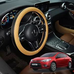 K3쿱 가죽 퀼팅 엠보싱 핸들커버 시즌2덮개 카바 운전대 논슬립 투톤 원형 D컷 더블D 편한그립감 편한 링편