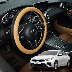 올뉴K3 가죽 퀼팅 엠보싱 핸들커버 시즌2카바 운전대 논슬립 투톤 원형 자동차 차량용 덮개