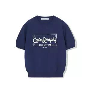매장정품 CODEGRAPHY 코드그라피 CGP (우먼) 로고 크롭 반팔 니트_네이비 CBDUWKS003NY 1385758