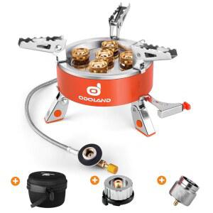 오도랜드 9000W 휴대용 캠핑 스토브 경량 접이식 배낭형 스토브, EVA 박스 포함 야외 요리 하이킹 및 피크닉용