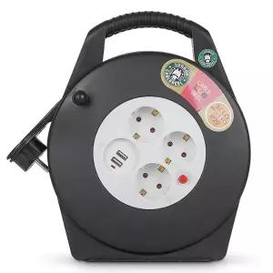 러그박스 3구 슬림형 USB 10M 블랙 산업용 1.5SQ 캠핑용 코드릴 멀티탭 