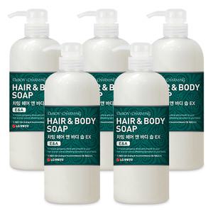 차밍 헤어앤 바디솝 이엑스 730ml x 5개 대용량 토탈 헤어바디 클렌저