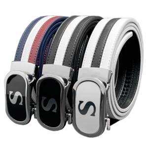 라운딩 에스 삼선가죽벨트 / 남자 남성 골프 버클 허리띠 취업 선물 밸트 정장 캐주얼