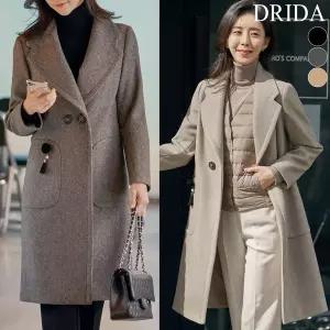 엄마옷 드리다 겨울 A라인 빅사이즈 모직 울 롱 코트 40-50대 중년 여성 하객 상견례 오피스 모