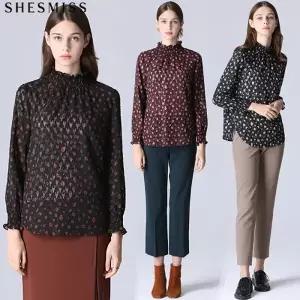 [쉬즈미스] 올리비아 스모킹 하이넥 블라우스