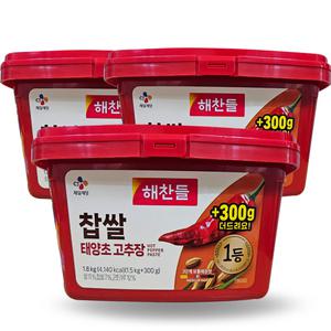 해찬들 찹쌀 태양초 고추장 1.8kg x3개