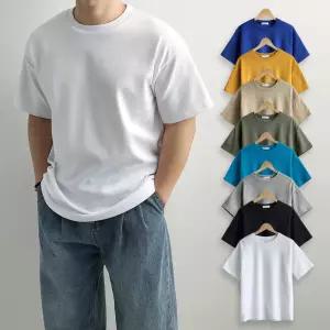 리얼타임  오버핏 두꺼운 반팔티/ 남자 여름 안비치는 흰색 흰 티 10수 면 커플 티셔츠 빅사이즈 (8color)