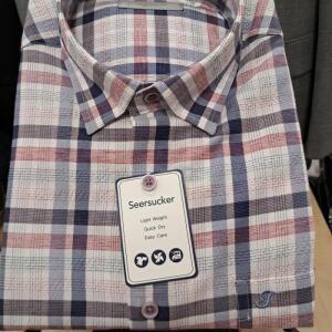 트레몰로 HC09 반팔셔츠 (주)세[정 어반 남성 *24 여름 핑크 시어서커 구김제로 TRBNS