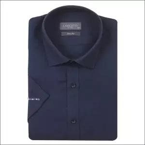 [란체티](김해점) 남성 여름 시원한 린넨 네이비 컬러 슬림핏 반소매 셔츠 LWM5406NA