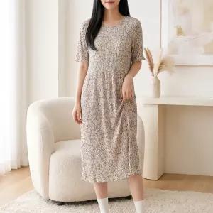 꽃무늬 반팔 원피스 할미플리츠 플라워 치마 여성 여름 쿨링 몸빼 할머니옷 촌캉스룩 주름 냉감