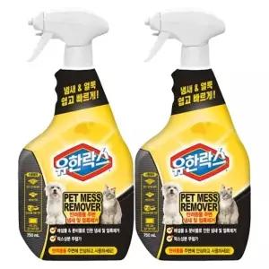 유한락스 펫메스 리무버 강아지 고양이 탈취제 냄새 및 얼룩 제거 750ml x 2개