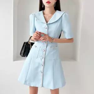 [금찌]금찌 네트 트위드 카라 원피스 ST6555D