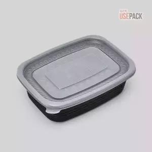 EH 사각 죽용기 중 50개 검정 뚜껑세트 파스타 볶음밥 배달 포장