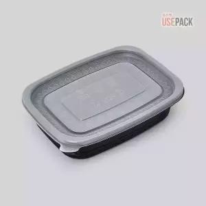 EH 사각 죽용기 소 50개 검정 세트 일회용 밀폐 포장용기 다용도