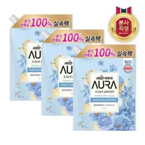 샤프란 아우라 초고농축 섬유유연제 리필 1.7L 홀리데이판타지 x 3개