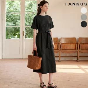 여성 라운드넥 스트랩 바스락 원피스