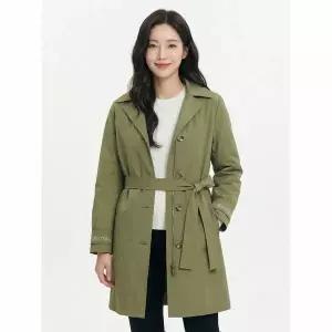 [하프클럽/크로커다일레이디]올리브 소매자수 간절기 트렌치코트 CLCMCT101