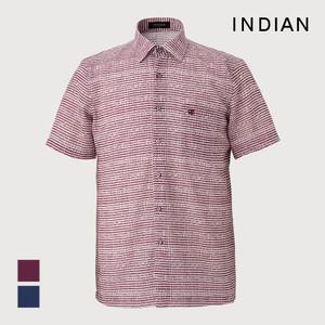 [INDIAN] 변형 프린트 스트라이프 반팔 티셔츠_MITNSXM3201