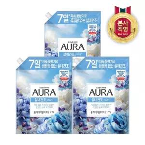 아우라 리필 1.7L 실내건조 섬유유연제 홀리데이판타지 3개