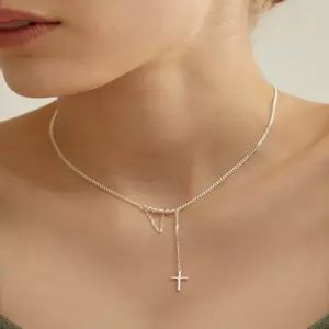 [로아주][silver925]cross unbal chain necklace