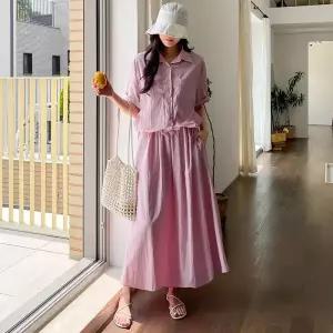 [핑크시슬리] SET/레이트 바스락 플레어 스커트세트