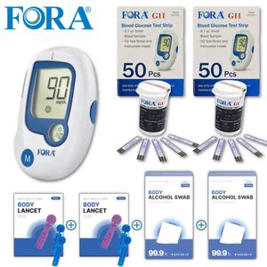 포라 혈당 측정기 시험지100+멸균침210+알콜솜200 당 검사기 기계 체크기 혈당계