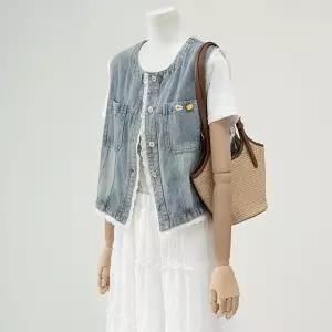 [핑크엘리제]레이스 데님 조끼 자켓 라타인데님베스트