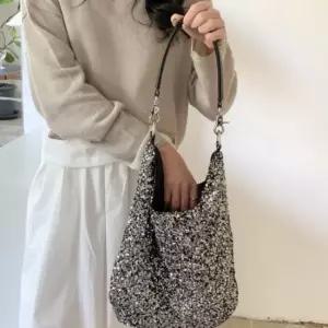 화려한 여성 스팽글 숄더 백 실버 심플 반짝이 가방 여성숄더백 여자친구선물 소개팅룩