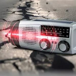 재난 AM FM SW 휴대용 미니 라디오 LED 손전등 자가발전 크랭크 비상사이렌 등산 낚시 라디오 전등