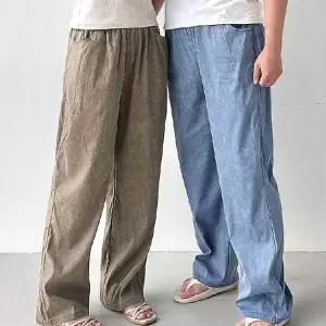 남녀공용 여름 와이드핏 롱팬츠 밴딩 긴바지 (WFJBGS2)