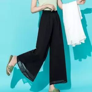 여성 여름 데일리 쉬폰 밴딩 통 찰랑 바지 와이드팬츠 (WFIV68B)