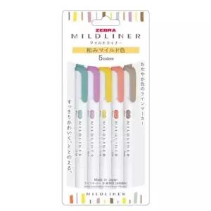 [셀러에이드]제브라 형광펜 마일드라이너 WKT7-5C-RC 5색세트/(따뜻한색) 갑(10개입)