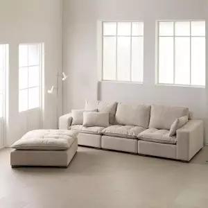 트리플 웨스턴 구스 패브릭 4인+스툴 소파 (쿠션증정)