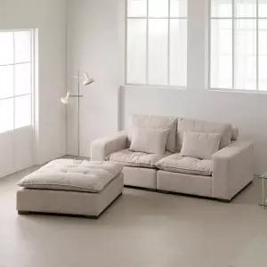 트리플 웨스턴 구스 패브릭 3인+스툴 소파 (쿠션증정)