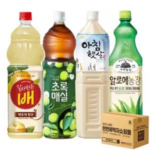 1.5L 음료수 4종 혼합 각 1페트 / 갈아만든 배 + 초록매실 + 아침햇살 + 가야 알로에