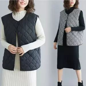 F06293 퀼팅 패딩조끼 체크 베스트 경량 누빔 양면