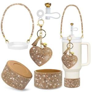 버고CCY 스탠리 컵 액세서리 세트 30&40온스, 0.4인치 빨대 커버, 물병 손잡이 스트랩, 귀여운 참, 실리콘 부츠가 포함되어 있습니다.