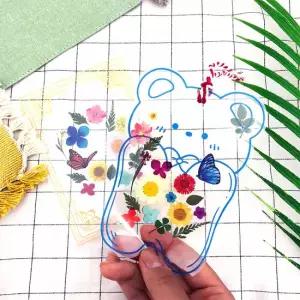 누름꽃 압화 투명 스티커 책갈피 만들기 - 파랑나비 F세트