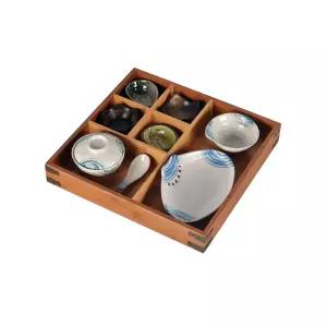 일본식 상자 그릇 식기 혼밥 나무 도시락 도자기 세라믹 일식 세트 1인 접시