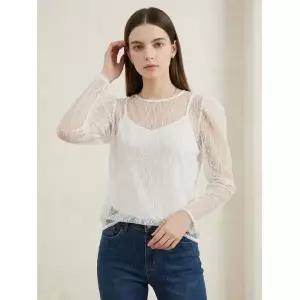 (모조에스핀) 레이스 시스루 블라우스 (S252MSC013_WH1)