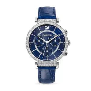 [스와로브스키] 여성 블루 실버 가죽시계 5580342