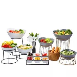 뷔페 샐러드 접시 세트 테이블 전시 디저트 과일 선반