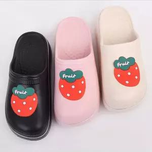 딸기 앞막힌 플랫폼 통굽 슬리퍼 여성 실내화 다용도화/층간소음방지/화장실/베란다/디자인/목욕탕/논슬립